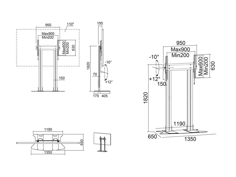 Multibrackets MB2579 M Public Display Stand 180 Dual Pillar