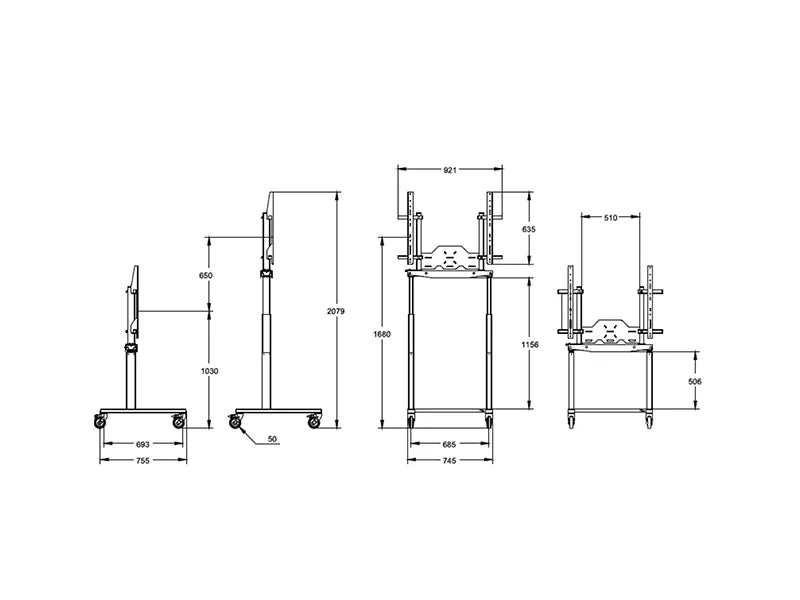 ErgoXS Slimline Compact Mobile Double Column Trolley