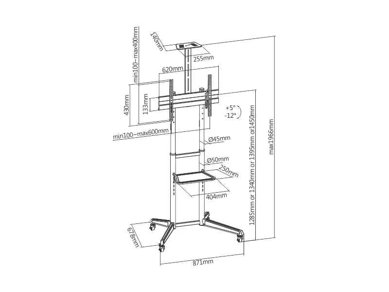 Portable TV Trolley Stand (37"-70")