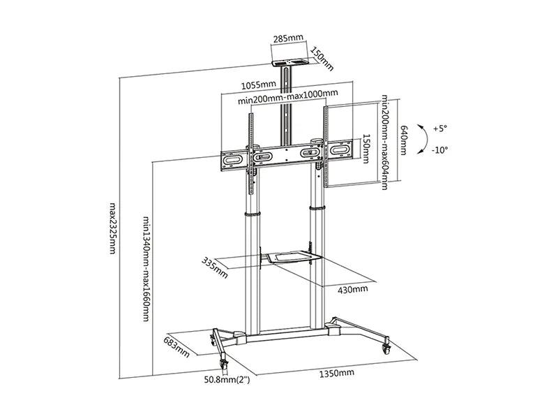 Large Portable TV Trolley Stand (60"-100")